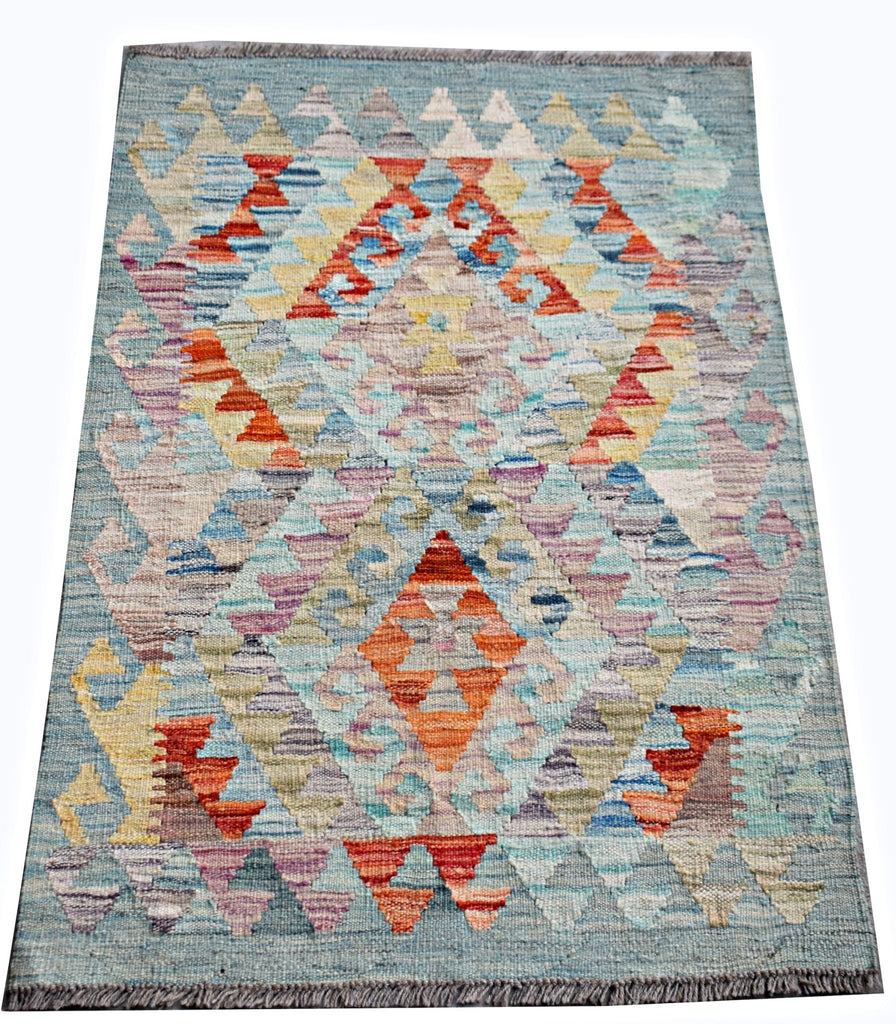 Handmade Mini Afghan Maimana Kilim | 97 x 69 cm | 3'3" x 2'3" - Najaf Rugs & Textile
