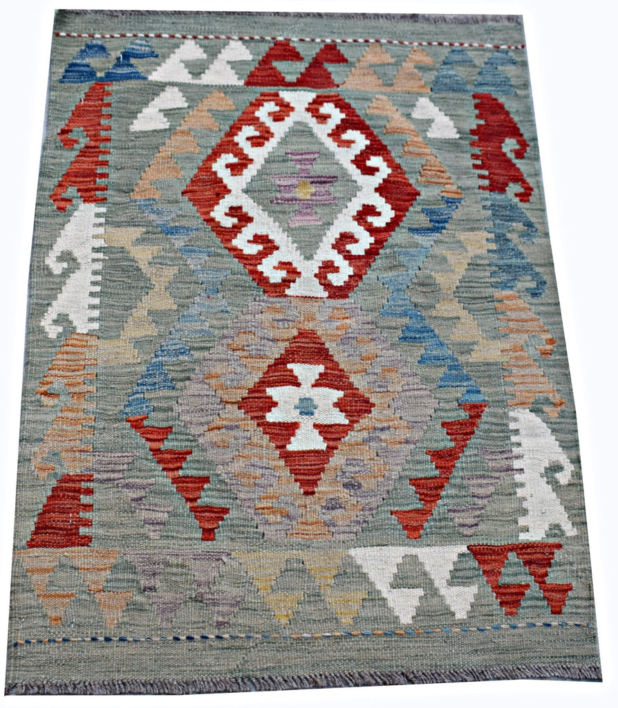 Handmade Mini Afghan Maimana Kilim | 98 x 63 cm | 3'3" x 2'1" - Najaf Rugs & Textile