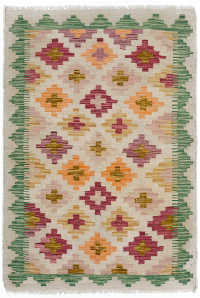 Handmade Mini Afghan Maimana Kilim | 98 x 67 cm | 3'3" x 2'3" - Najaf Rugs & Textile