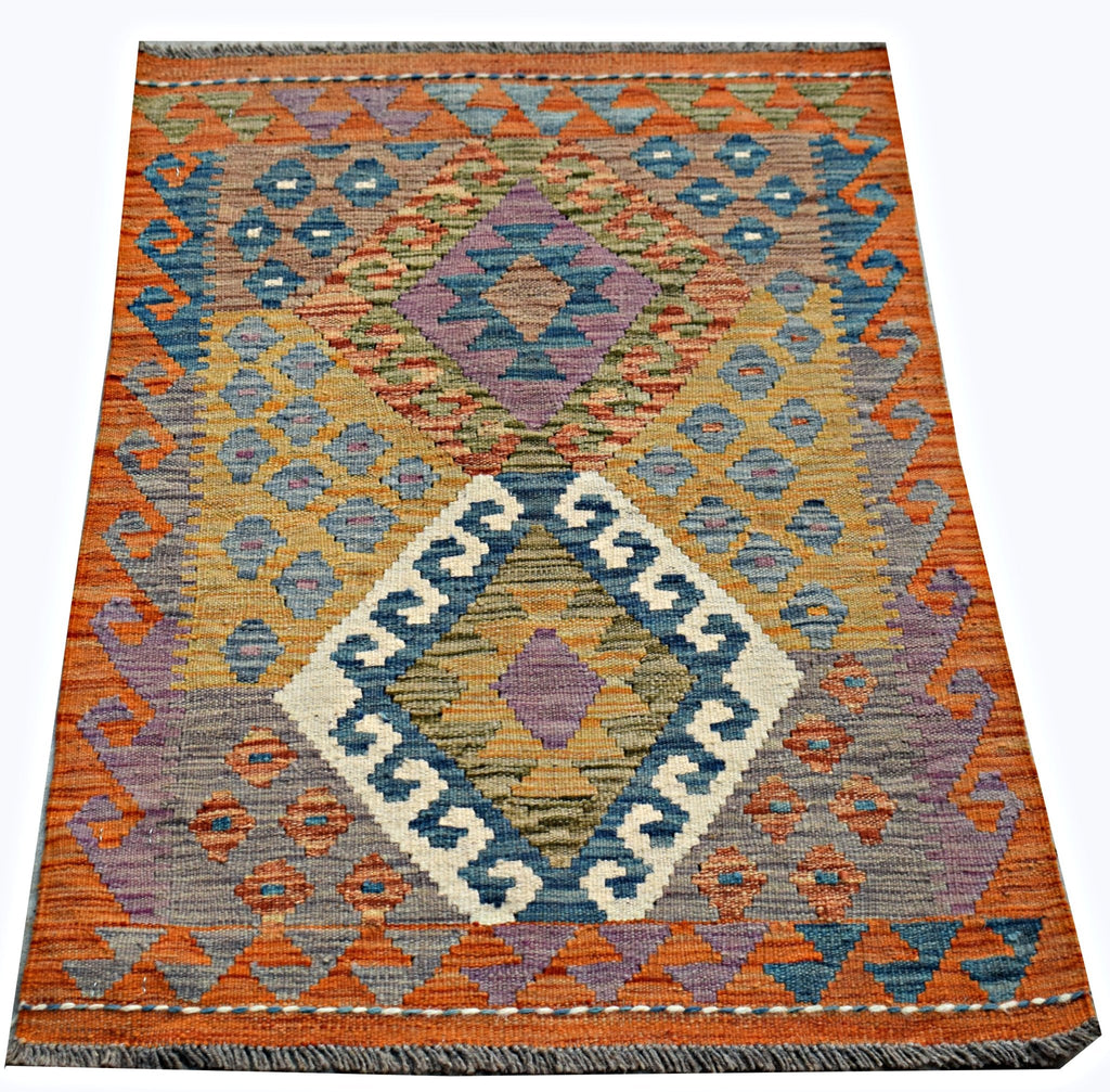 Handmade Mini Afghan Maimana Kilim | 98 x 70 cm | 3'3" x 2'4" - Najaf Rugs & Textile