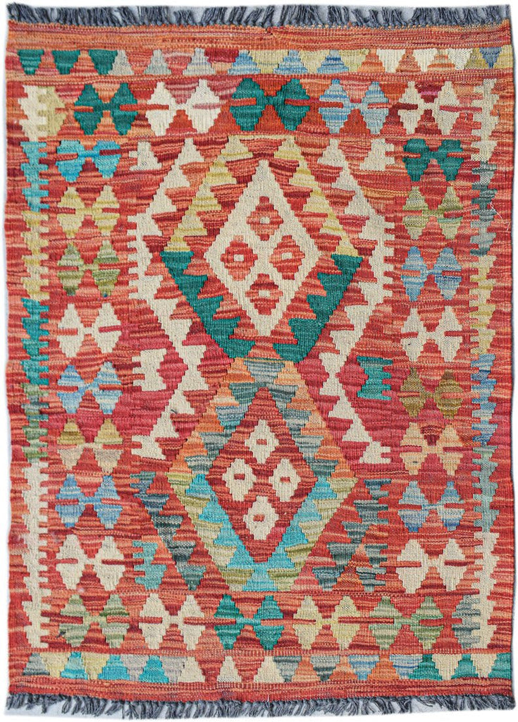 Handmade Mini Afghan Maimana Kilim | 98 x 75 cm | 3'3" x 2'6" - Najaf Rugs & Textile
