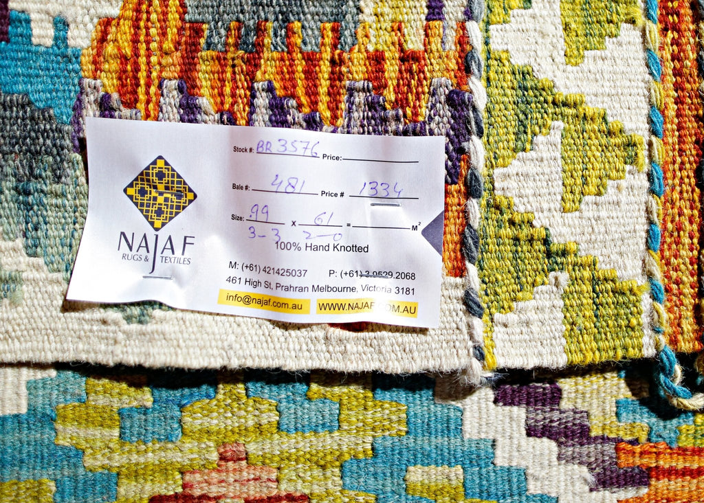 Handmade Mini Afghan Maimana Kilim | 99 x 61 cm | 3'3" x 2' - Najaf Rugs & Textile