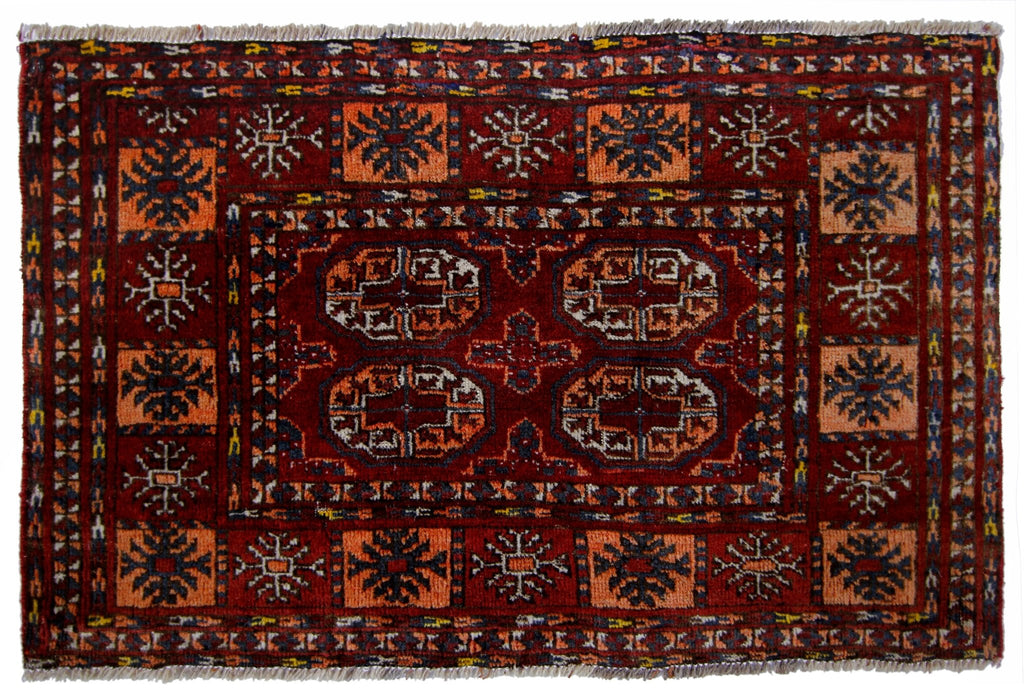 Handmade Mini Afghan Turkmen Rug | 85 x 55 cm | 2'9" x 1'10" - Najaf Rugs & Textile