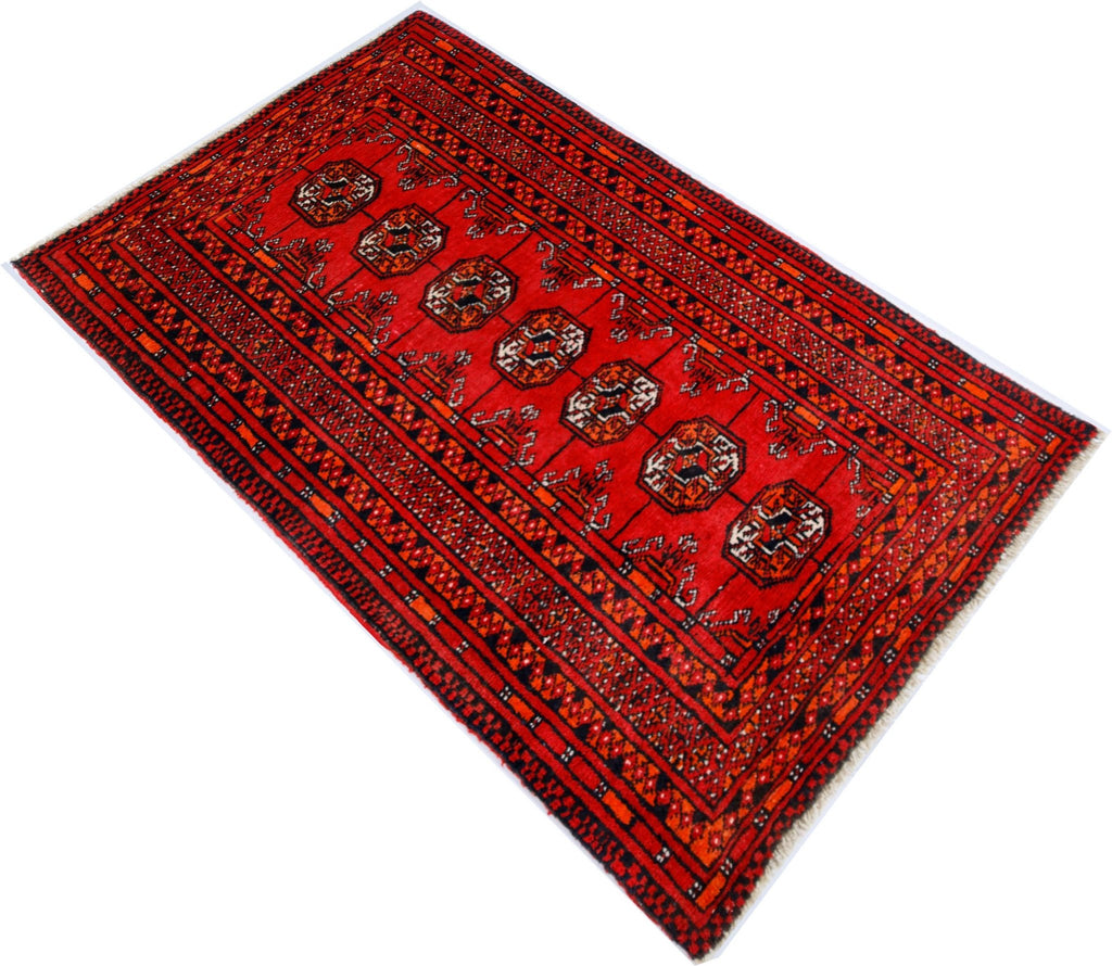 Handmade Mini Afghan Turkmen Rug | 91 x 54 cm | 3' x 1'9" - Najaf Rugs & Textile