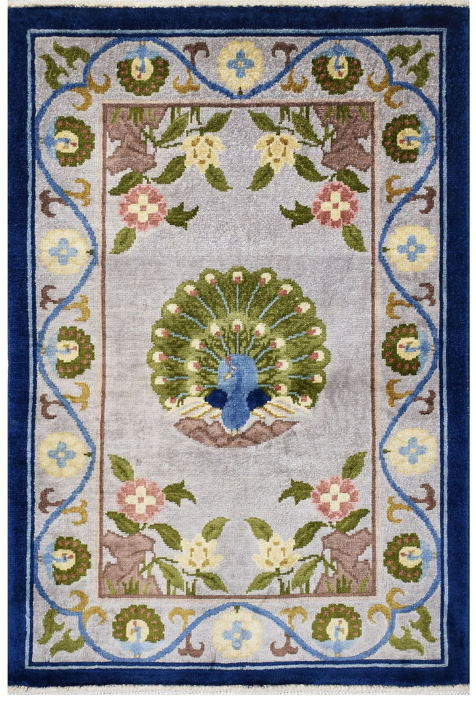 Handmade Mini Chinese Silk Rug | 91 x 61 cm | 2'9" x 2' - Najaf Rugs & Textile