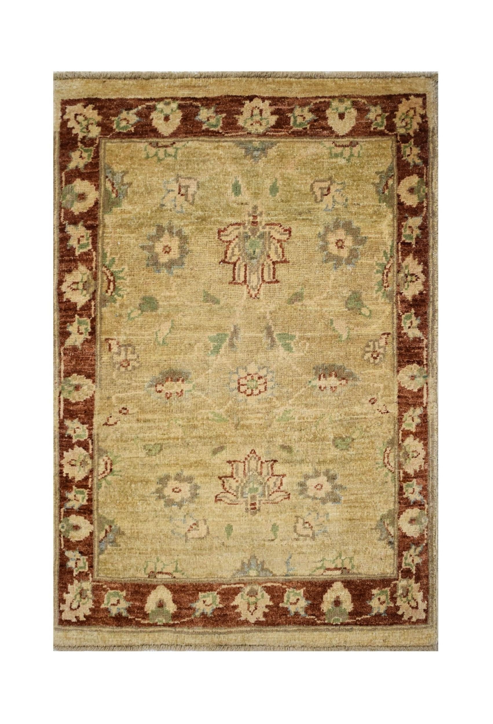A handmade Afghan Chobi rug featuring a traditional floral pattern in earthy tones.