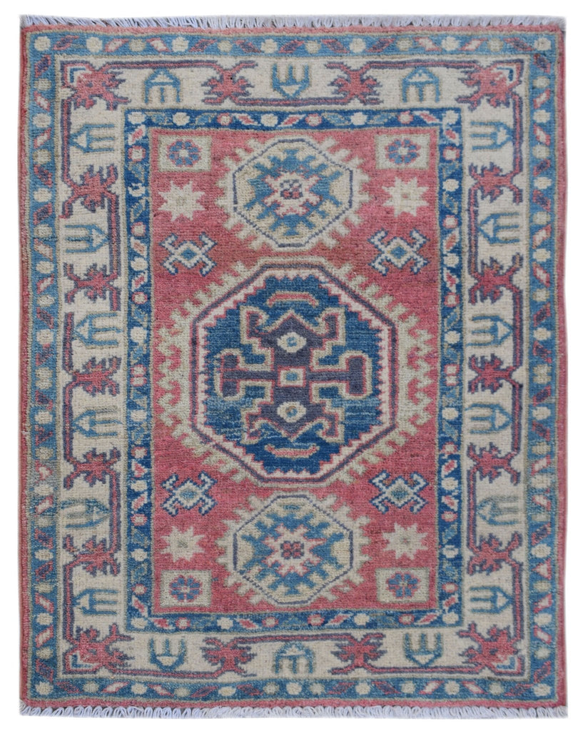 Handmade Mini Kazakh Rug | 77 x 60 cm | 2'6" x 1'11" - Najaf Rugs & Textile