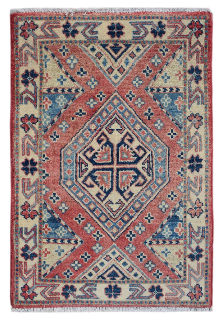 Handmade Mini Kazakh Rug | 83 x 57 cm | 2'9" x 1'10" - Najaf Rugs & Textile