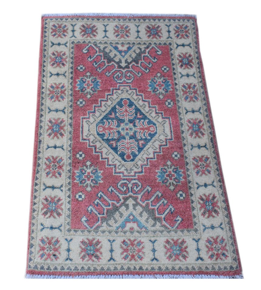 Handmade Mini Kazakh Rug | 83 x 60 cm | 2'9" x 2' - Najaf Rugs & Textile