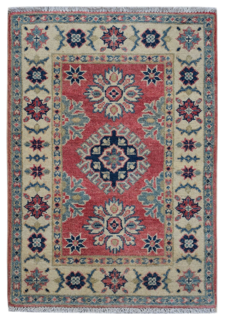 Handmade Mini Kazakh Rug | 85 x 58 cm | 2'9" x 1'11" - Najaf Rugs & Textile