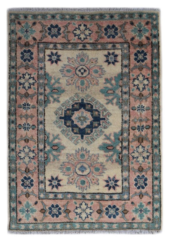 Handmade Mini Kazakh Rug | 85 x 62 cm | 2'10" x 2'1" - Najaf Rugs & Textile