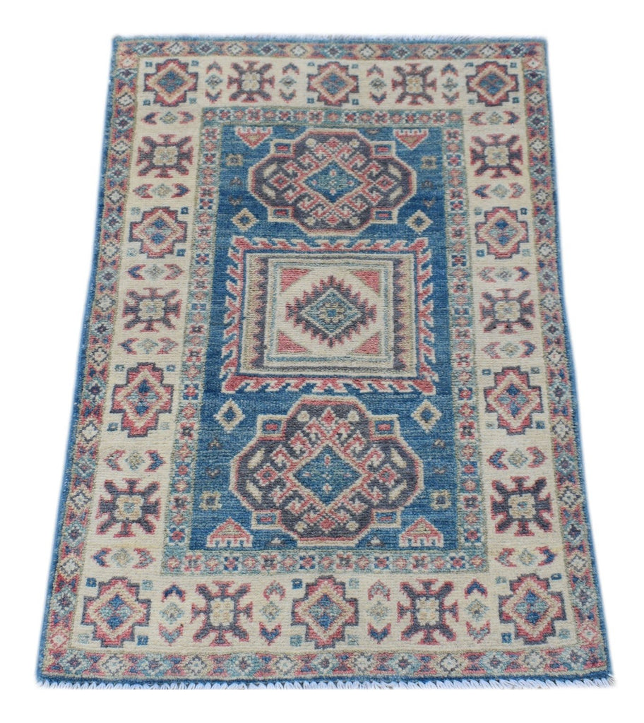 Handmade Mini Kazakh Rug | 86 x 59 cm | 2'10" x 1'11" - Najaf Rugs & Textile