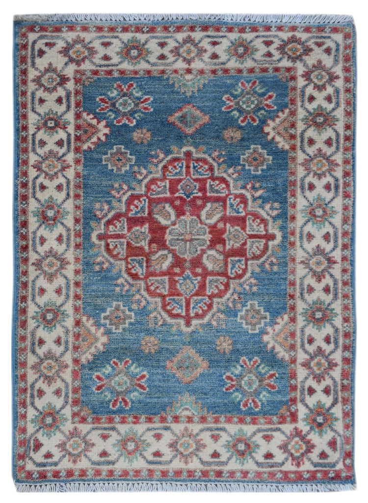 Handmade Mini Kazakh Rug | 86 x 60 cm | 2'10" x 2'2" - Najaf Rugs & Textile