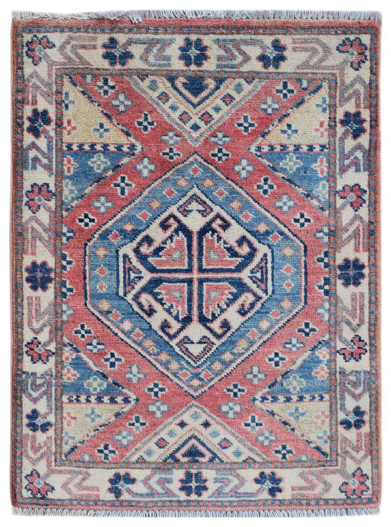 Handmade Mini Kazakh Rug | 87 x 60 cm | 2'10" x 2' - Najaf Rugs & Textile