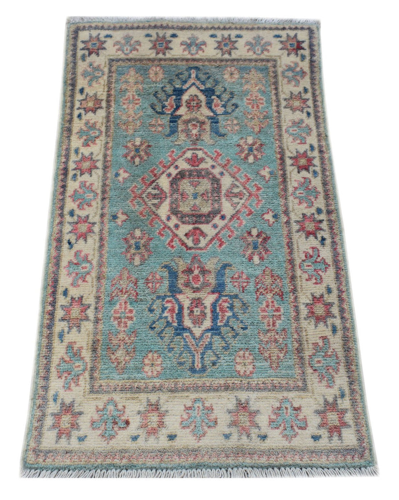 Handmade Mini Kazakh Rug | 88 x 54 cm | 2'10" x 1'9" - Najaf Rugs & Textile