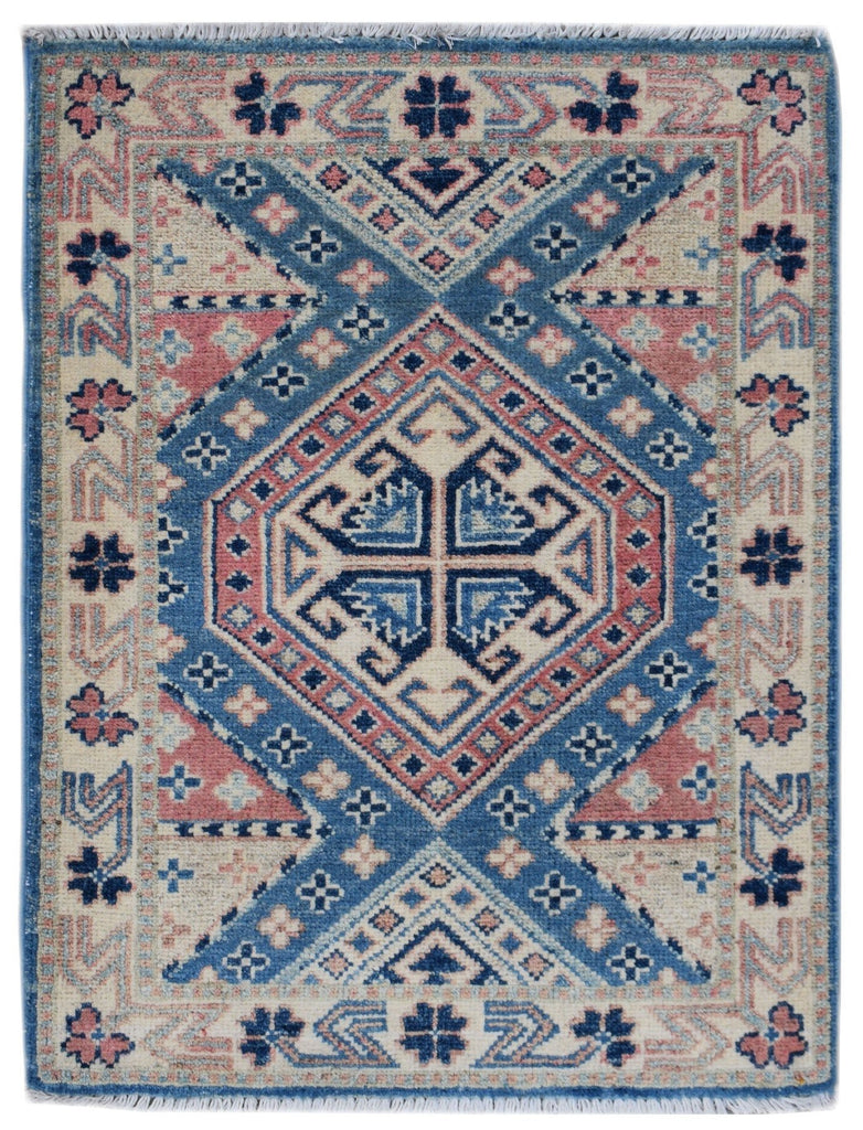 Handmade Mini Kazakh Rug | 88 x 64 cm | 2'10" x 2'1" - Najaf Rugs & Textile