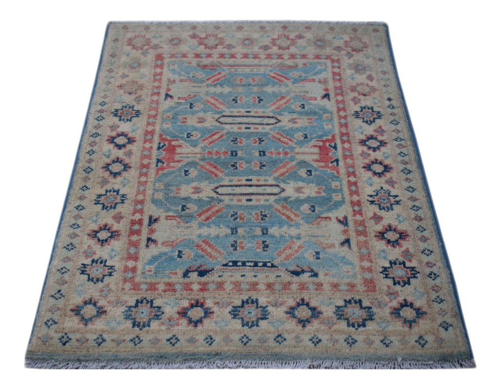 Handmade Mini Kazakh Rug | 88 x 64 cm | 2'11" x 2'1" - Najaf Rugs & Textile