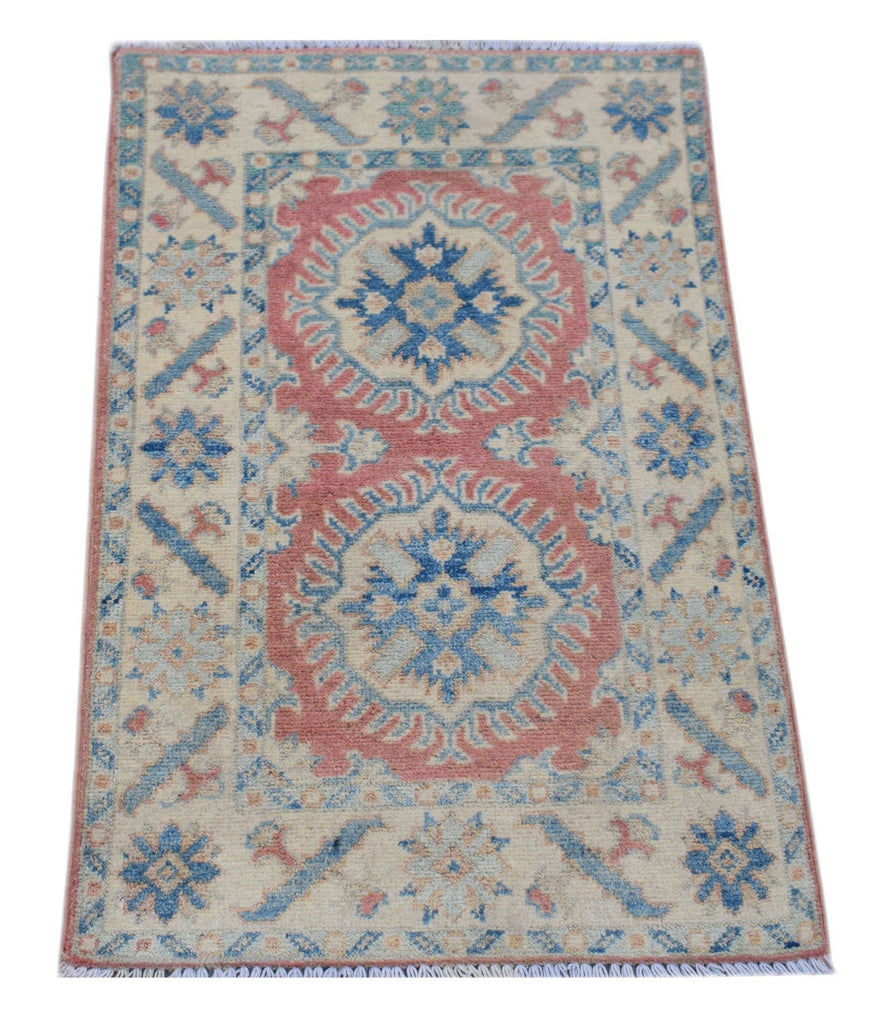 Handmade Mini Kazakh Rug | 89 x 60 cm | 2'11" x 1'11" - Najaf Rugs & Textile