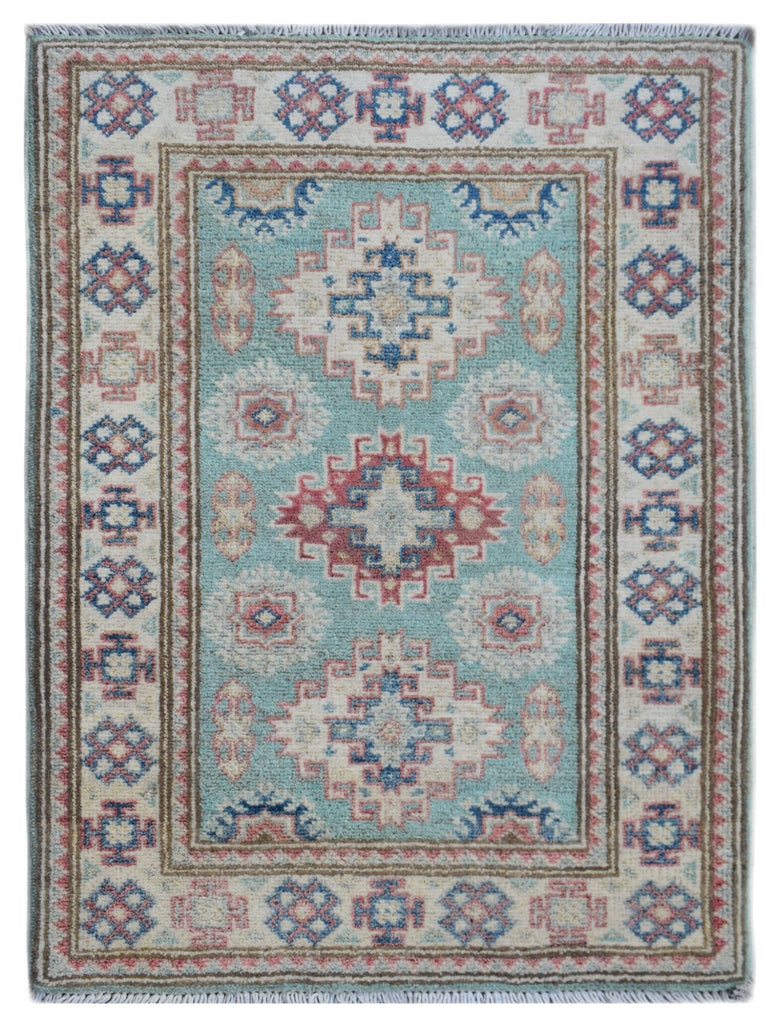 Handmade Mini Kazakh Rug | 89 x 64 cm | 2'11" x 2'1" - Najaf Rugs & Textile
