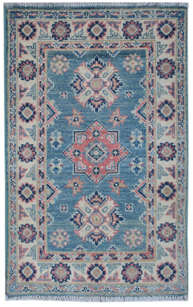 Handmade Mini Kazakh Rug | 90 x 58 cm | 3' x 1'11" - Najaf Rugs & Textile