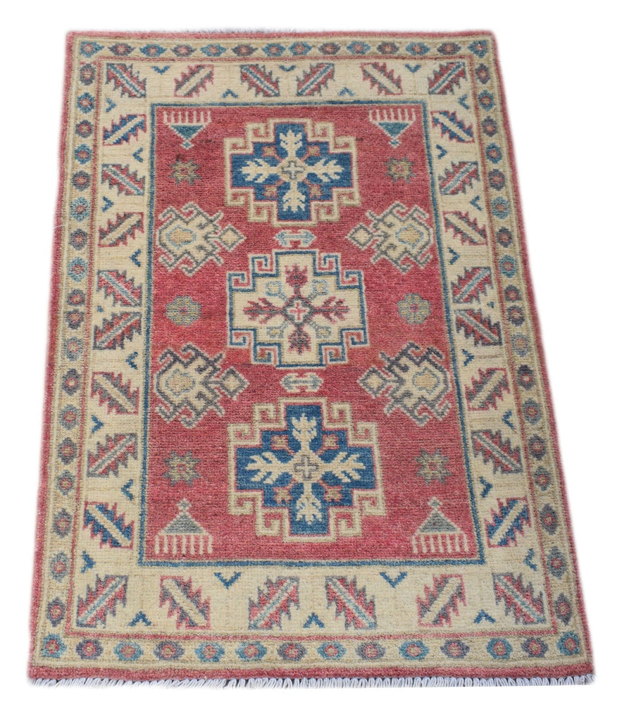 Handmade Mini Kazakh Rug | 90 x 63 cm | 2'11" x 2'1" - Najaf Rugs & Textile