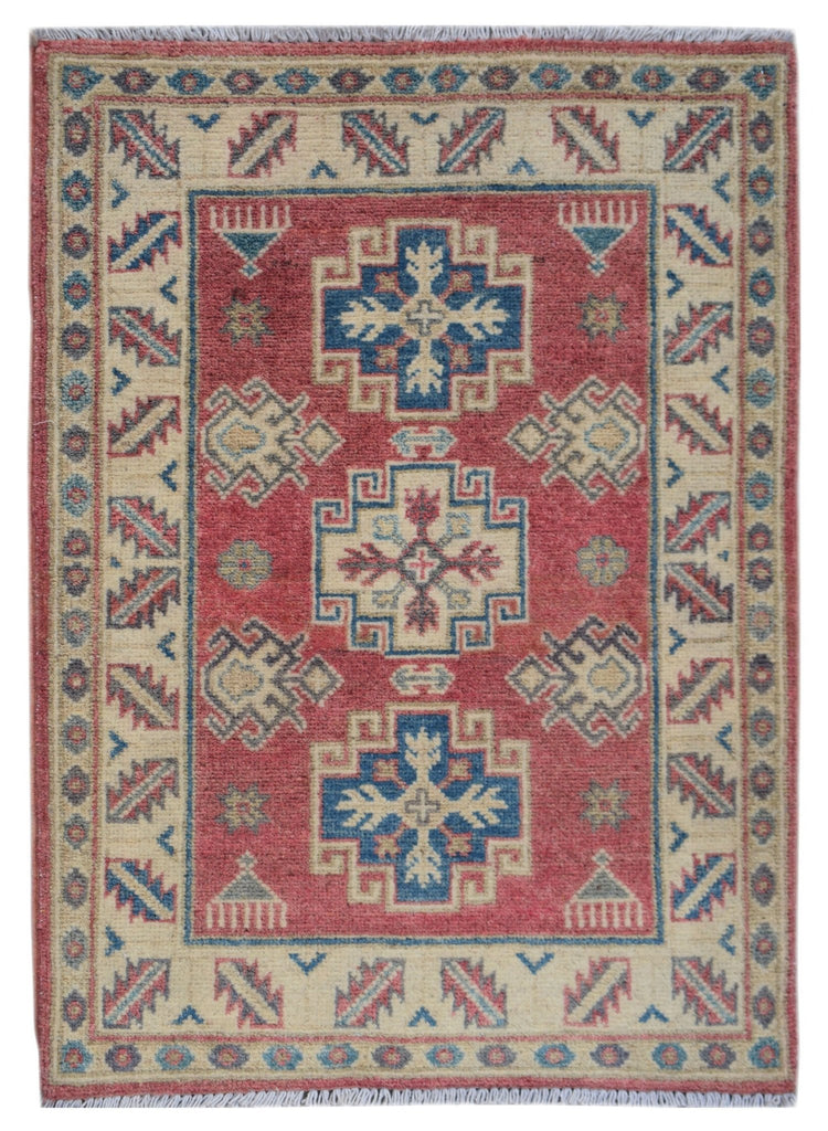 Handmade Mini Kazakh Rug | 90 x 63 cm | 2'11" x 2'1" - Najaf Rugs & Textile