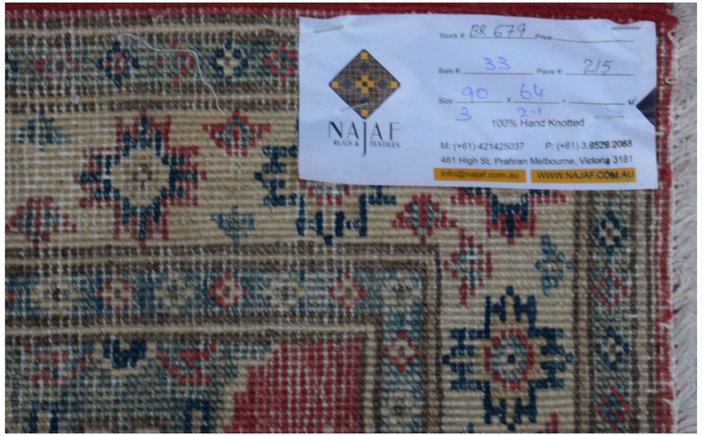 Handmade Mini Kazakh Rug | 90 x 64 cm | 3' x 2'1" - Najaf Rugs & Textile
