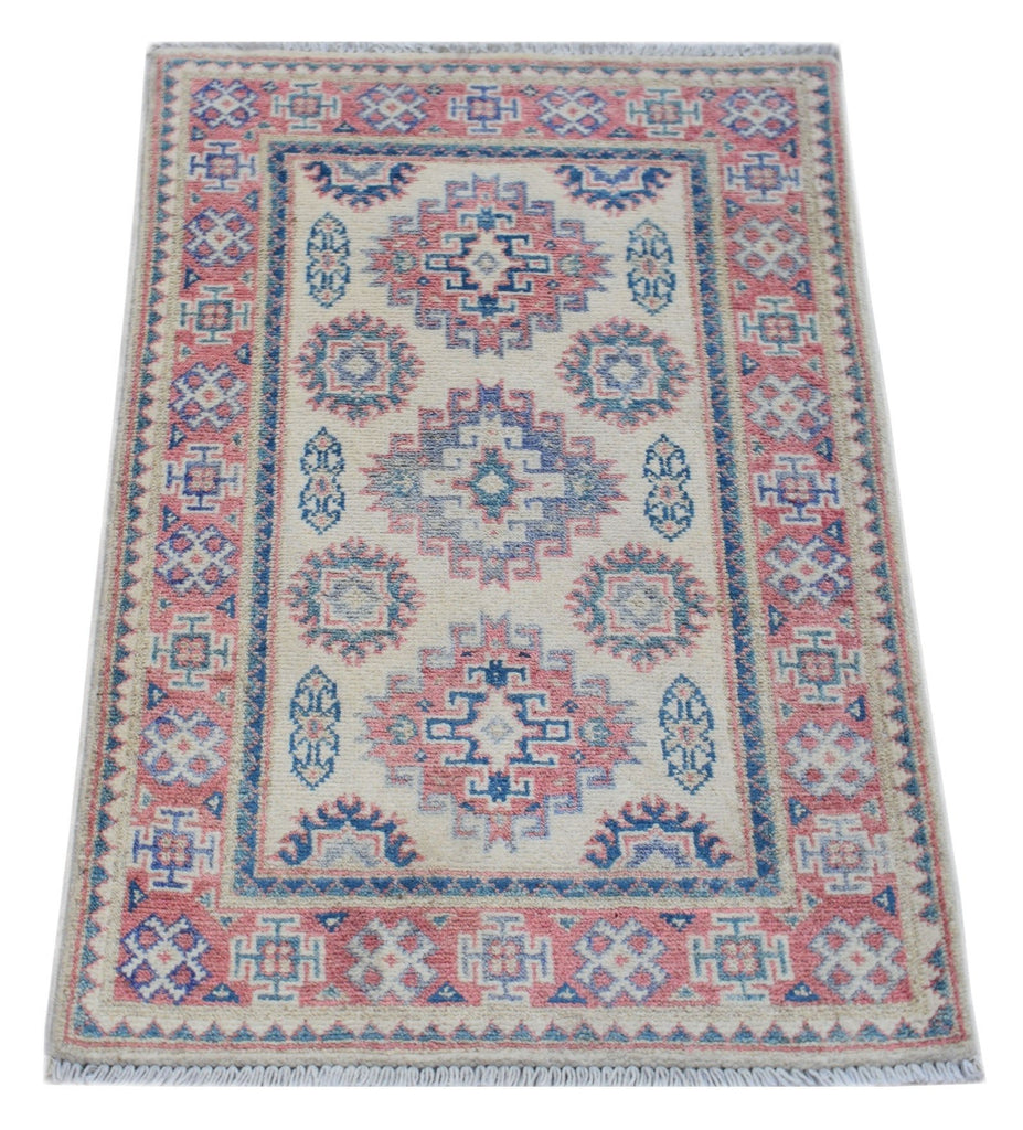 Handmade Mini Kazakh Rug | 90 x 65 cm | 2'11" x 2'1" - Najaf Rugs & Textile