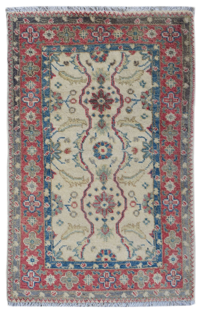 Handmade Mini Kazakh Rug | 91 x 57 cm | 3' x 1'10" - Najaf Rugs & Textile