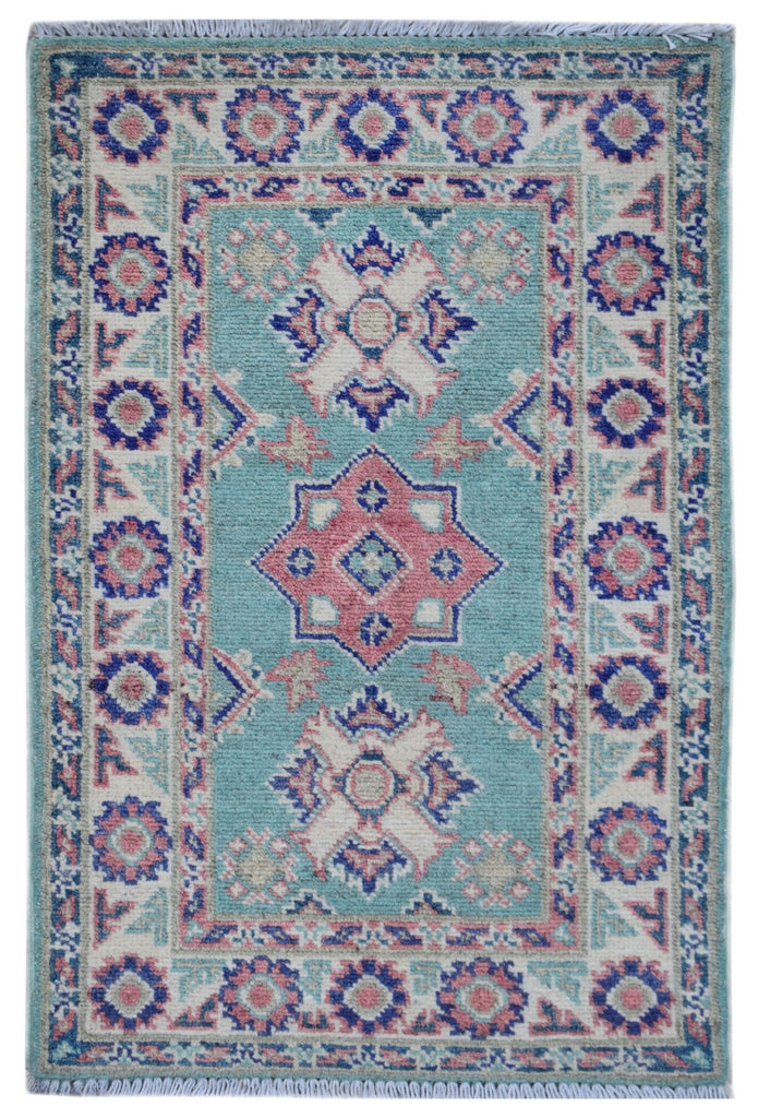 Handmade Mini Kazakh Rug | 91 x 59 cm | 3' x 1'11" - Najaf Rugs & Textile