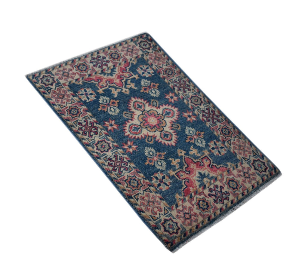 Handmade Mini Kazakh Rug | 91 x 60 cm | 3' x 2' - Najaf Rugs & Textile