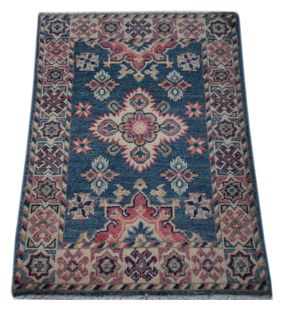 Handmade Mini Kazakh Rug | 91 x 60 cm | 3' x 2' - Najaf Rugs & Textile