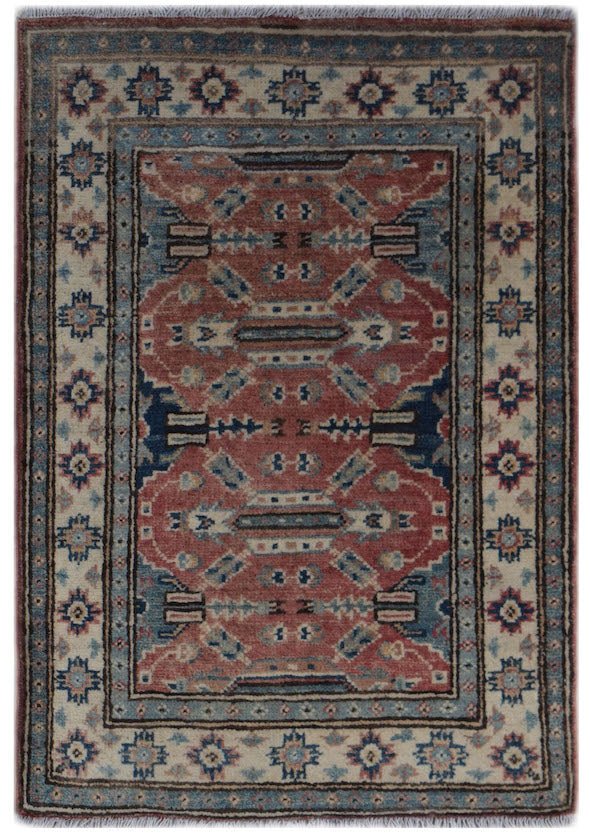 Handmade Mini Kazakh Rug | 91 x 65 cm | 3' x 2'1" - Najaf Rugs & Textile