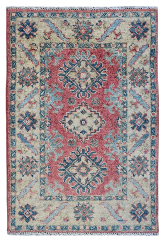 Handmade Mini Kazakh Rug | 92 x 62 cm | 3' x 2' - Najaf Rugs & Textile