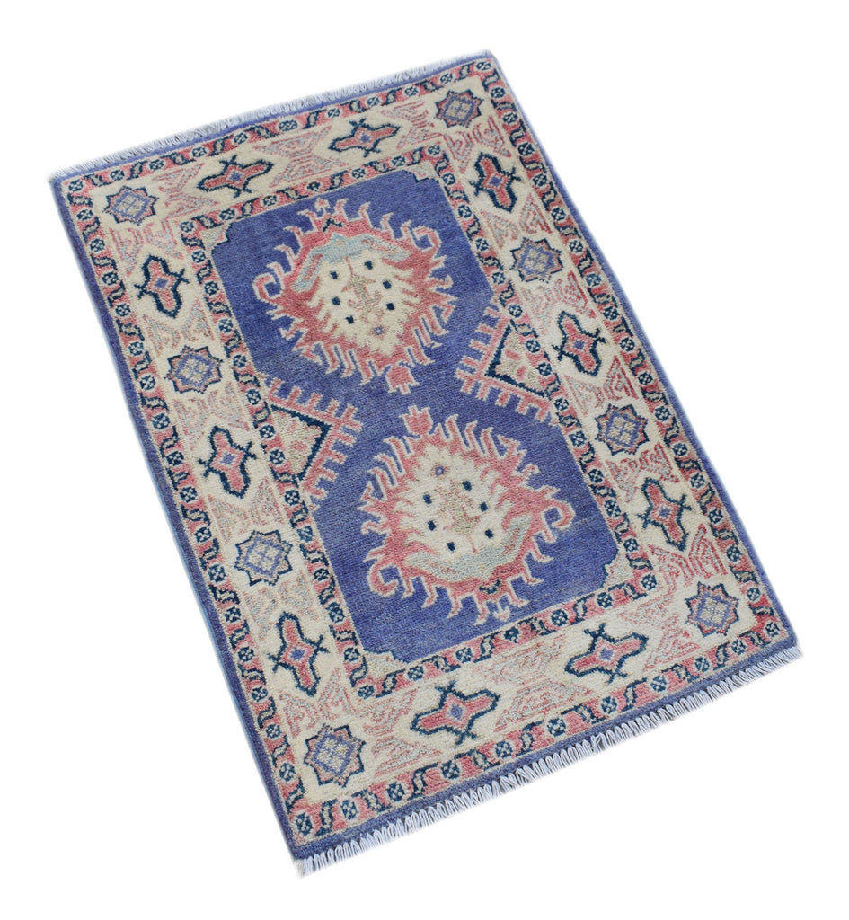 Handmade Mini Kazakh Rug | 92 x 63 cm | 3' x 2' - Najaf Rugs & Textile