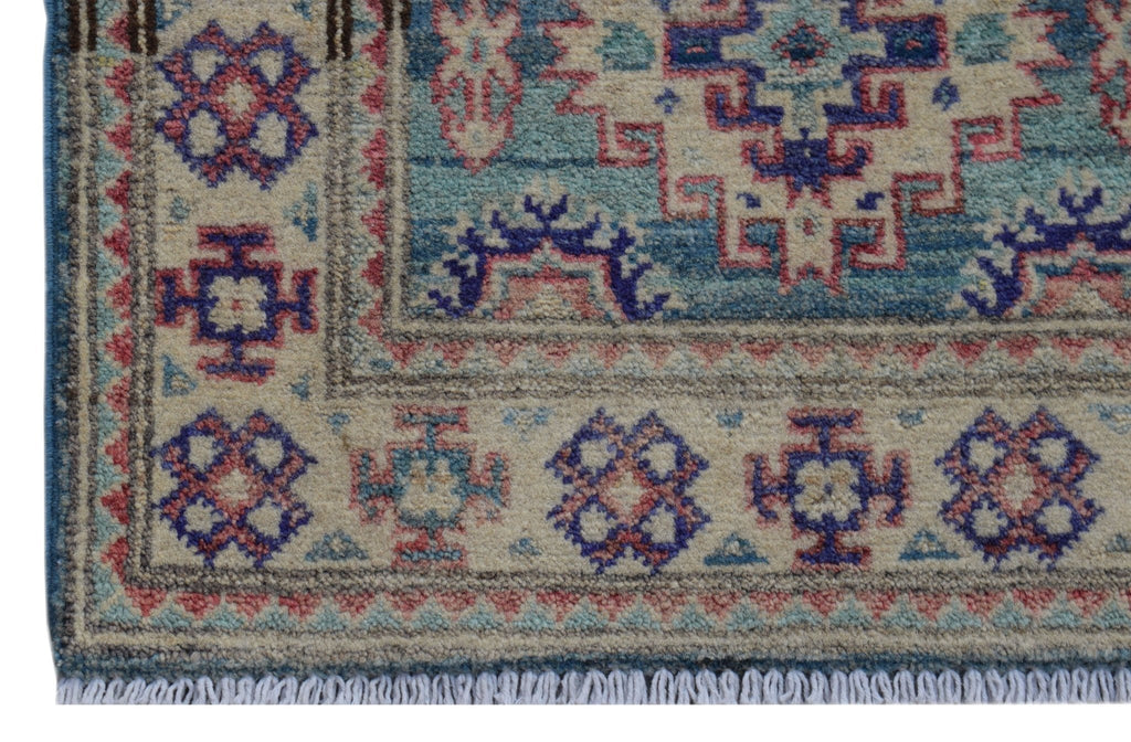 Handmade Mini Kazakh Rug | 93 x 58 cm | 3' x 1'10" - Najaf Rugs & Textile