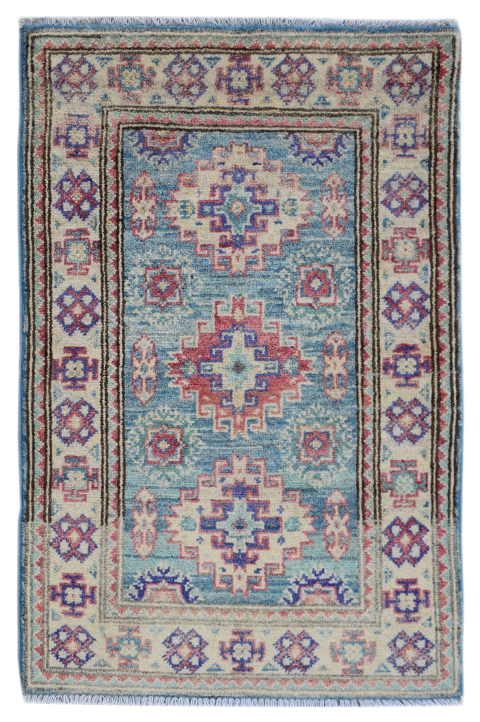 Handmade Mini Kazakh Rug | 93 x 58 cm | 3' x 1'10" - Najaf Rugs & Textile