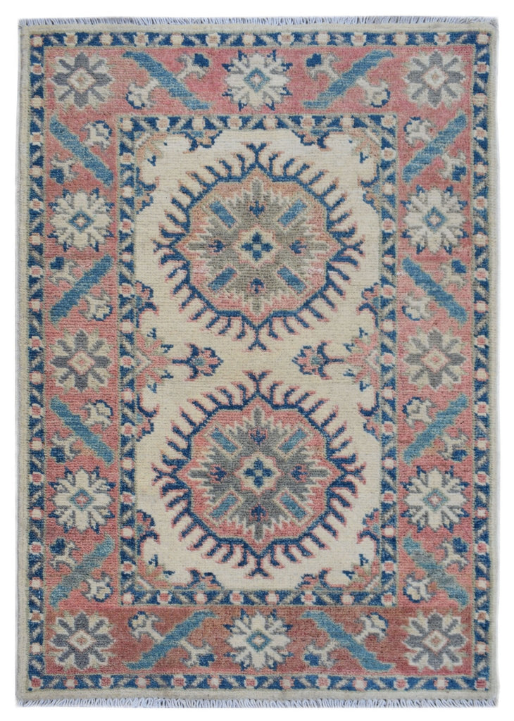 Handmade Mini Kazakh Rug | 93 x 60 cm | 3' x 2' - Najaf Rugs & Textile