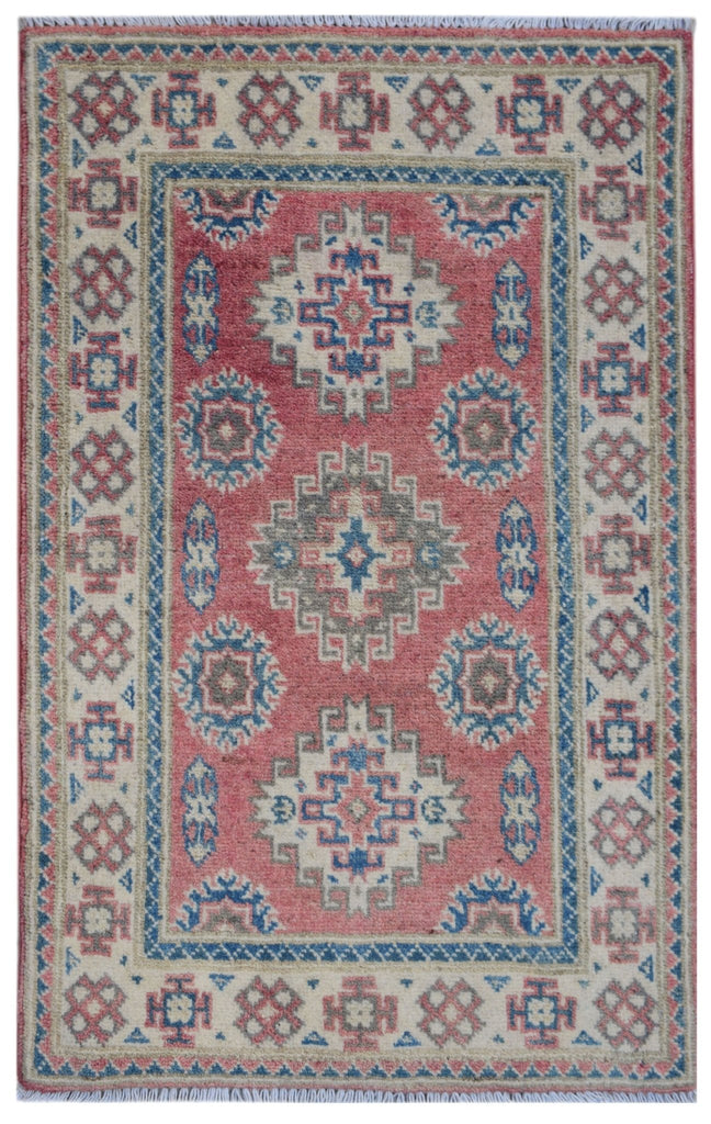 Handmade Mini Kazakh Rug | 93 x 61 cm | 3' x 2' - Najaf Rugs & Textile