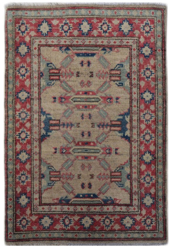 Handmade Mini Kazakh Rug | 93 x 64 cm | 3'1" x 2'1" - Najaf Rugs & Textile