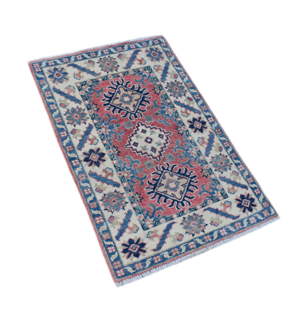 Handmade Mini Kazakh Rug | 94 x 60 cm | 3'1" x 1'11" - Najaf Rugs & Textile