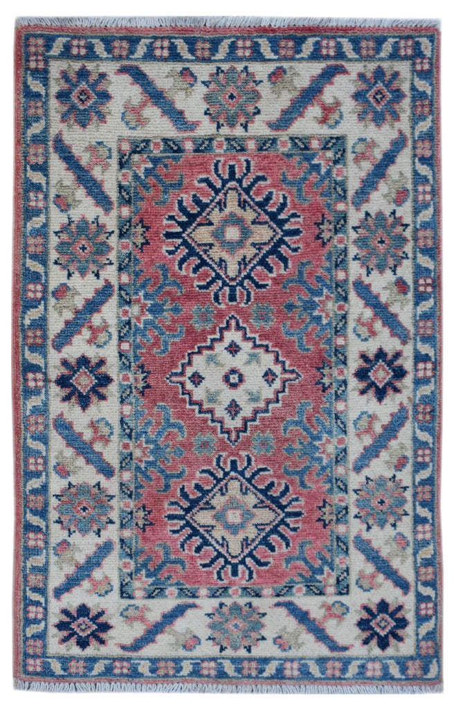 Handmade Mini Kazakh Rug | 94 x 60 cm | 3'1" x 1'11" - Najaf Rugs & Textile