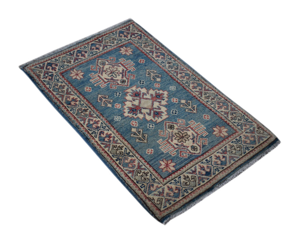 Handmade Mini Kazakh Rug | 97 x 62 cm | 3'2" x 2'1" - Najaf Rugs & Textile