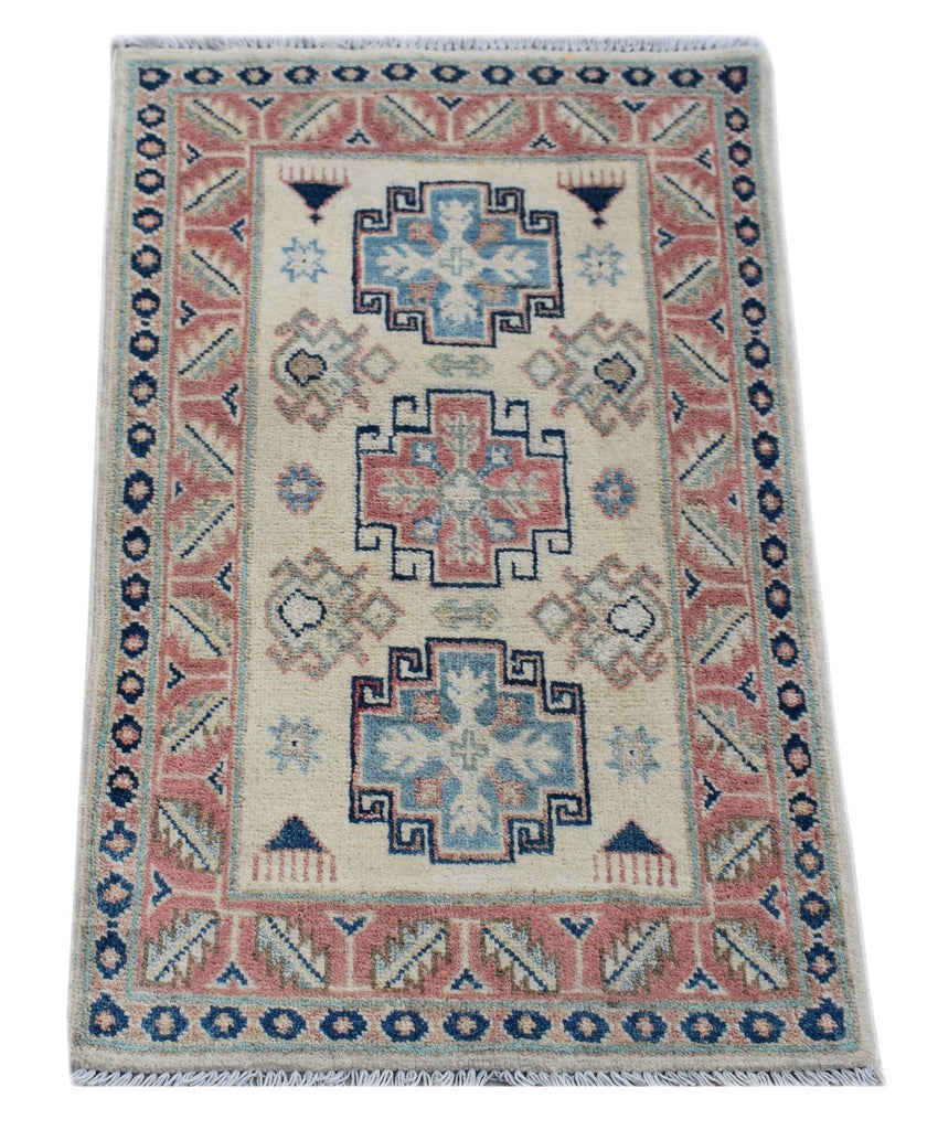 Handmade Mini Kazakh Rug | 98 x 62 cm | 3'2" x 2' - Najaf Rugs & Textile