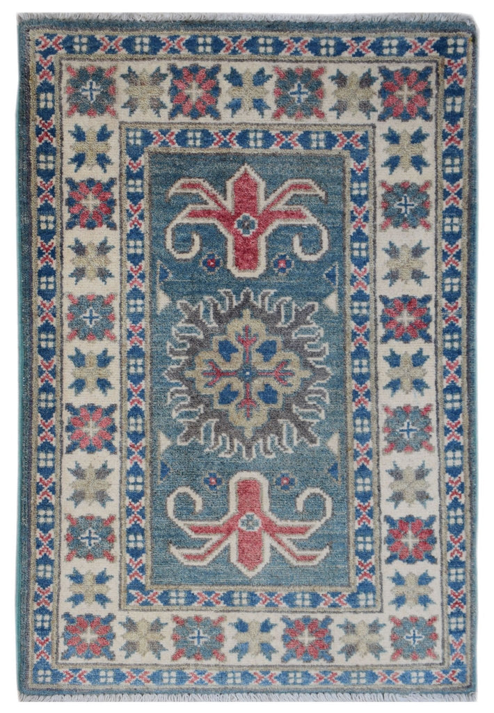 Handmade Mini Kazakh Rug | 99 x 62 cm | 3'2" x 2'1" - Najaf Rugs & Textile