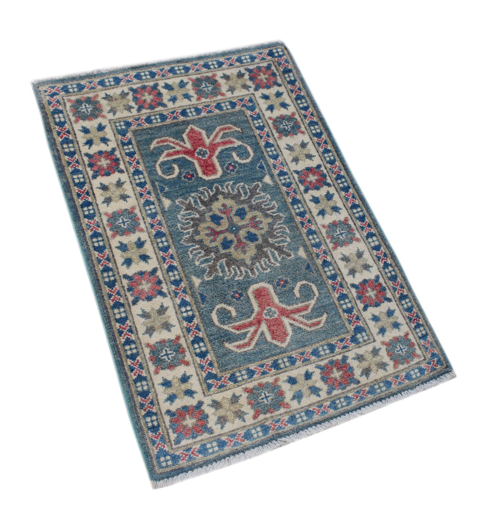 Handmade Mini Kazakh Rug | 99 x 62 cm | 3'2" x 2'1" - Najaf Rugs & Textile