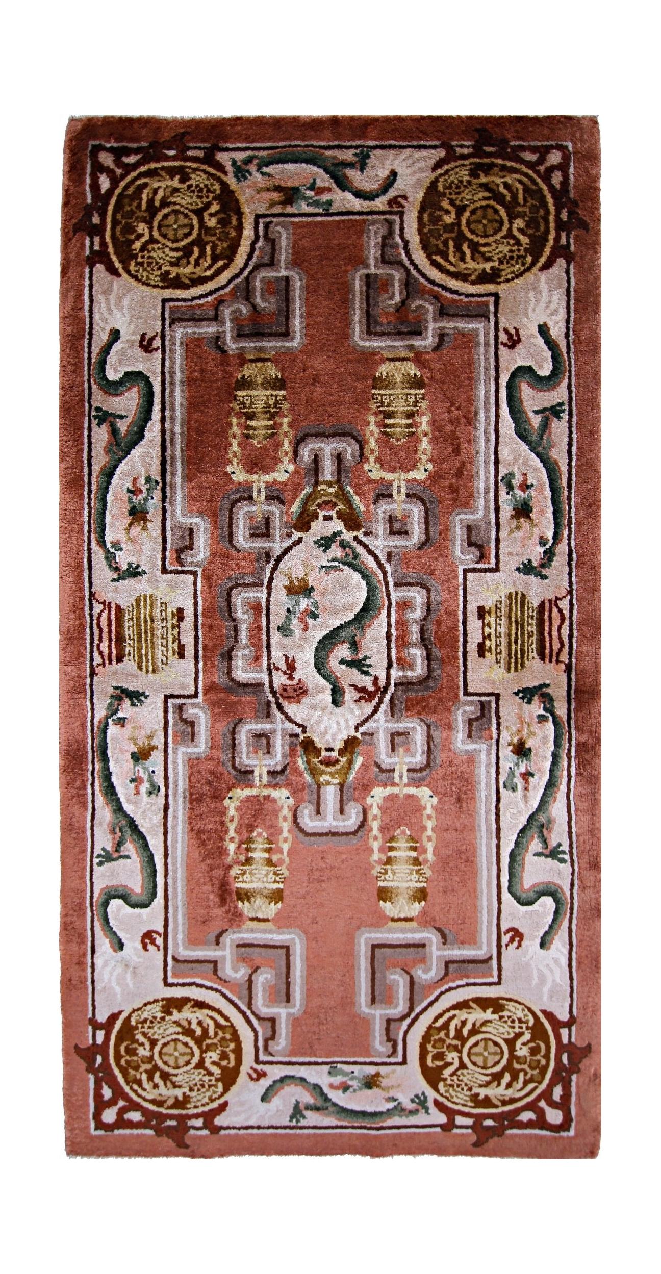 Handmade Mini Silk Chinese Rug | 135 x 69 cm | 4'5" x 2'3" - Najaf Rugs & Textile