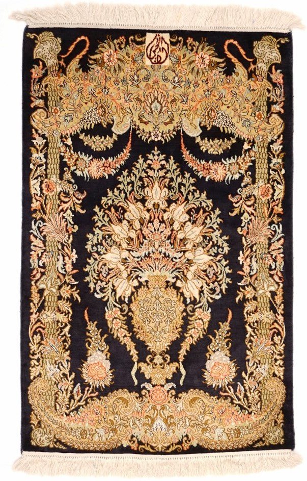 Handmade Mini Silk Rug | 95 x 62 cm - Najaf Rugs & Textile