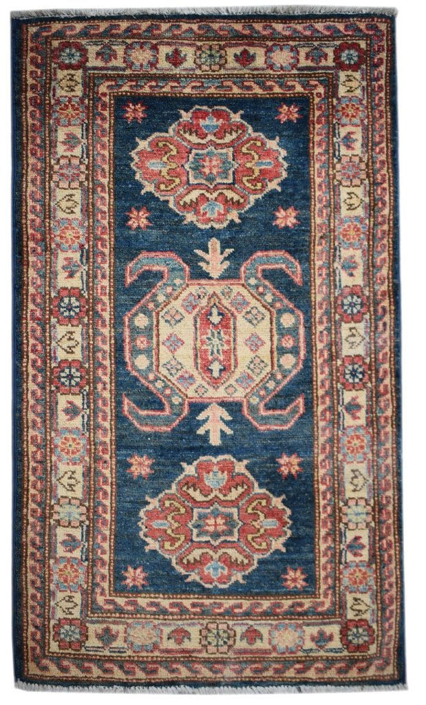 Handmade Mini Super Kazakh Rug | 105 x 62 cm | 3'5" x 2' - Najaf Rugs & Textile