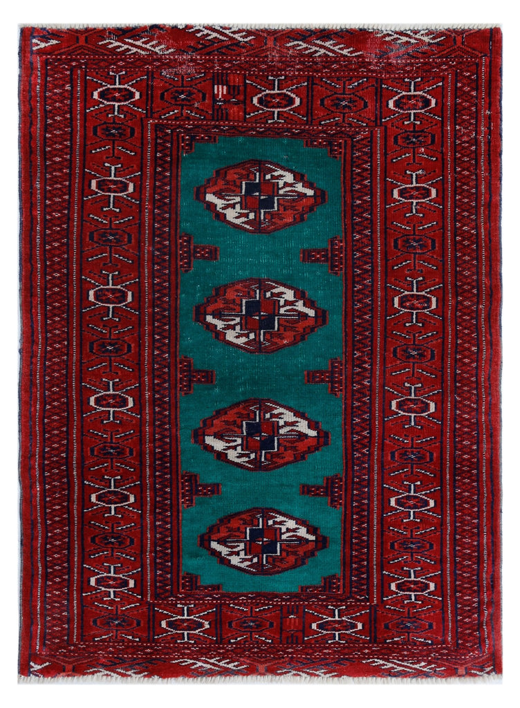 Handmade Mini Tekke Tukmen Sara Rug | 95 x 72 cm | 3'1" x 2'4" - Najaf Rugs & Textile